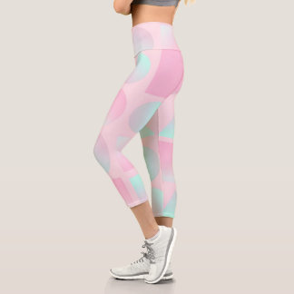 Mint Blush Pink Abstract Trendy Collection Capri Leggings