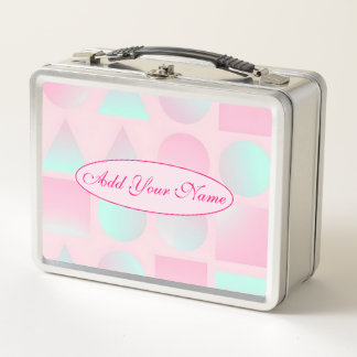 Mint Blush Pink Abstract Trendy Collection Metal Lunch Box