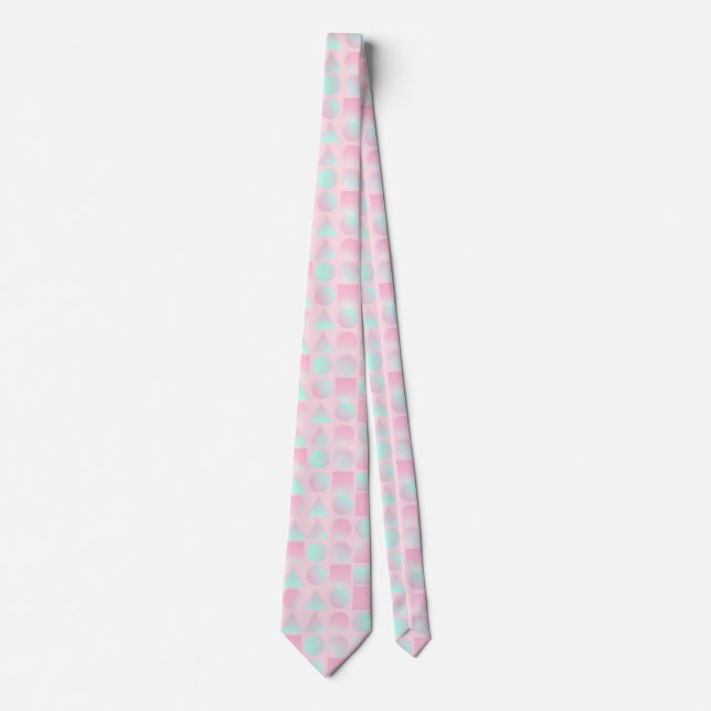 Mint Blush Pink Abstract Trendy Collection Neck Tie (Front)