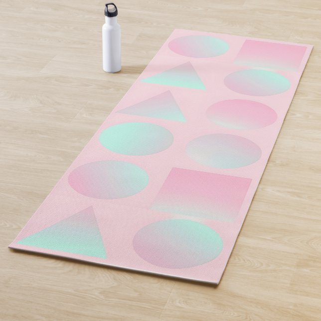 Mint Blush Pink Abstract Trendy Collection Yoga Mat (In Situ)