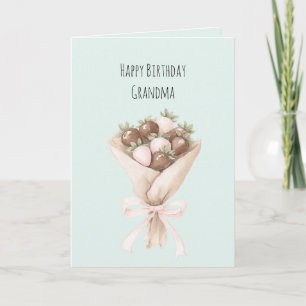 Mint Blush Pink Chocolate Strawberries Card