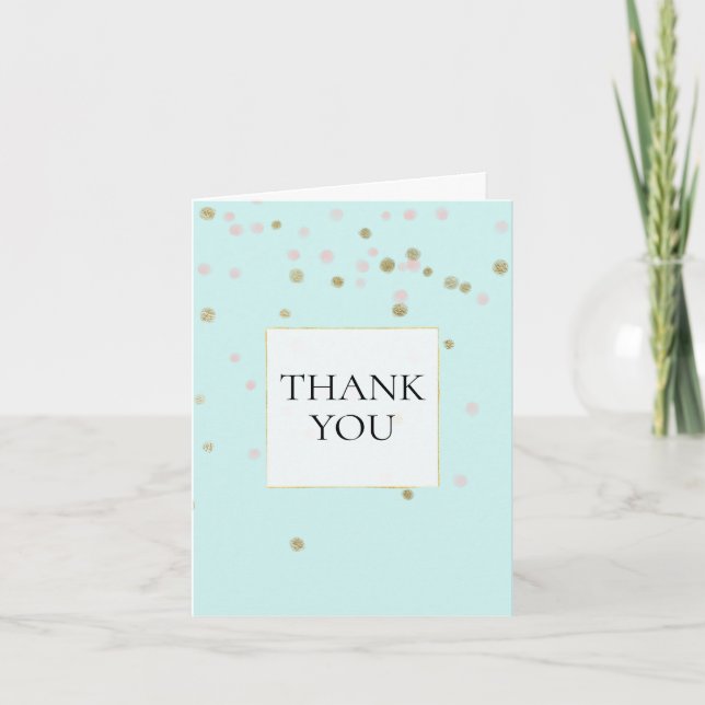 Mint Blush Pink Gold Confetti Thank You (Front)