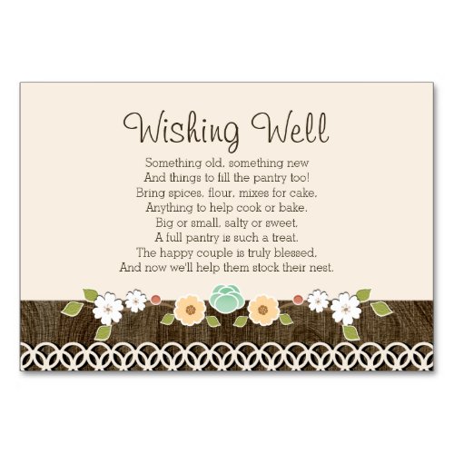 Mint Boho Rustic Wedding Shower WISHING WELL CARD