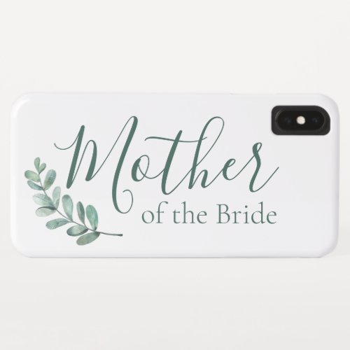 Mint Botanical Elegant Mother of the Bride iPhone XS Max Case