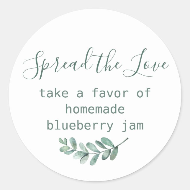 Mint Botanical Elegant Wedding Favor Sticker (Front)