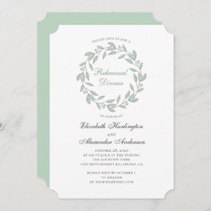 Mint botanical rehearsal dinner. Summer wedding Invitation