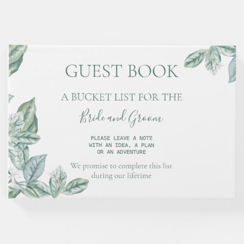 Mint Botanical Wedding Guest Book Bucket List