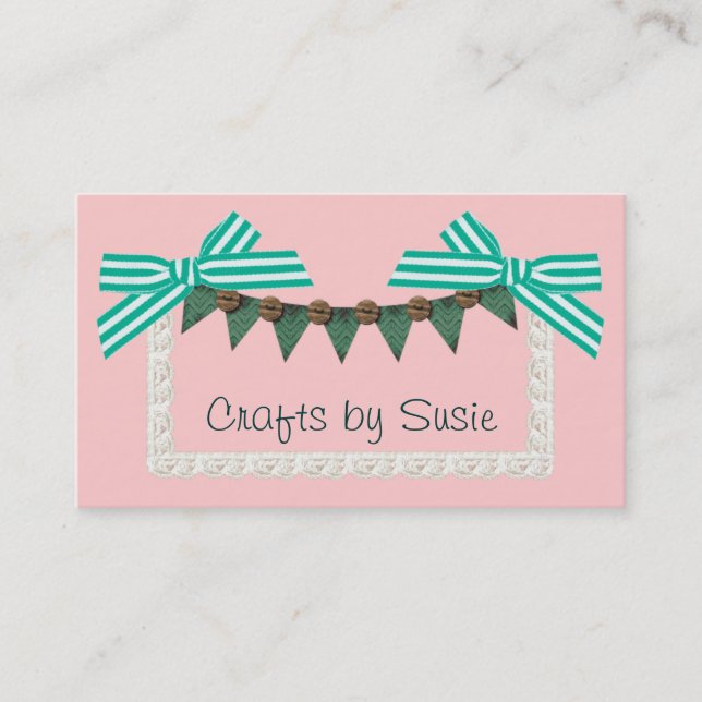 Mint bow custom color crafts sewing business card (Front)