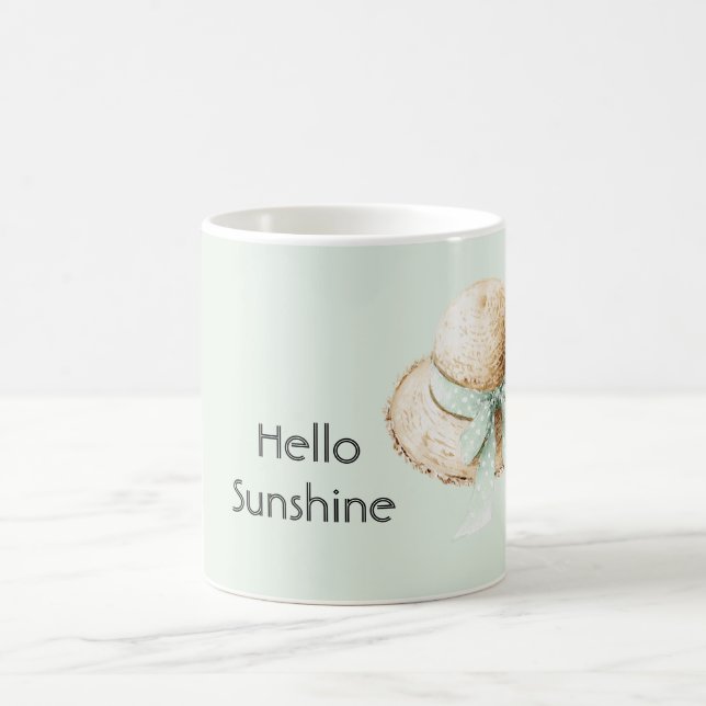 Mint Bow Straw Hat Sunshine Coffee Mug (Center)