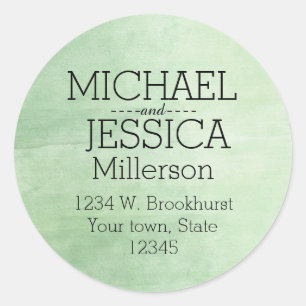 Mint Breeze Watercolor Personalized address Classic Round Sticker