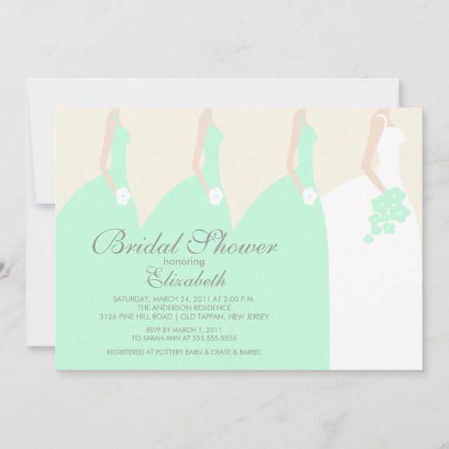 Mint Bride Bridesmaids Bridal Shower Invitation (Front)