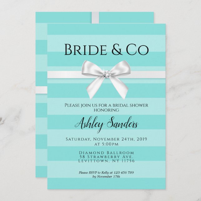 Mint Bride & Co. Bridal Shower Invitation (Front/Back)