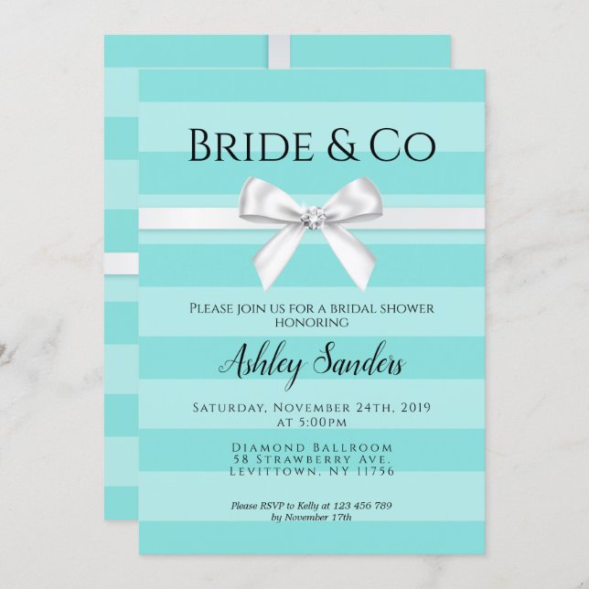 Mint Bride & Co. Bridal Shower Invitation (Front/Back)