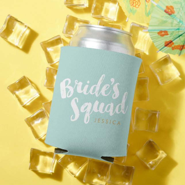 Mint Bride's Squad Personalized Bridal Party Gifts Can Cooler (In Situ Summer)