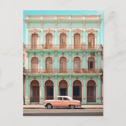Mint Building Peach Car Havana Cuba Postcard