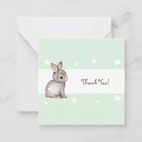 Mint Bunny Baby Shower Thank You Notecard