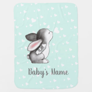 Mint Bunny Heart Confetti Baby Blanket