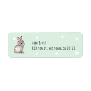 Mint Bunny Heart Return Address Labels