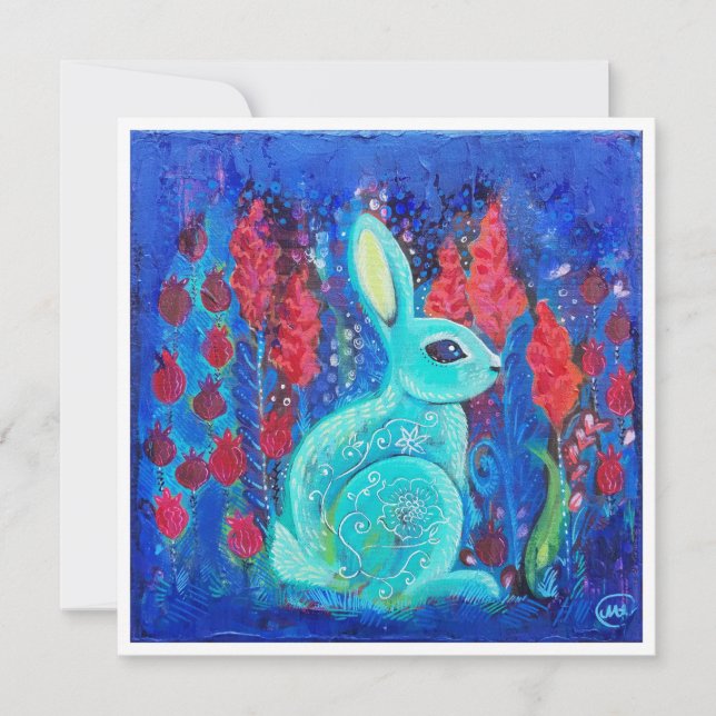 Mint Bunny Mini Art Print Invitation (Front)