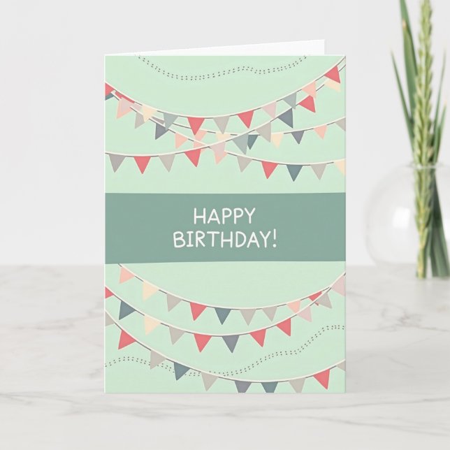Mint Bunting Birthday Card (Front)