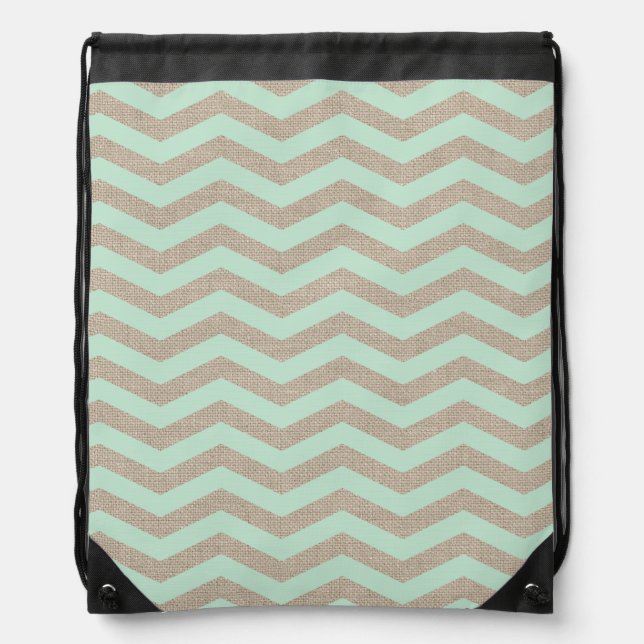 Mint & Burlap Chevron Drawstring Backpack (Front)