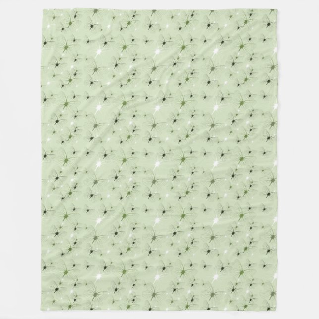 Mint Butterflies Garden Fleece Blanket (Front)