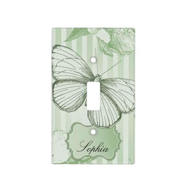 Mint Butterfly Light Switch Cover (Front)