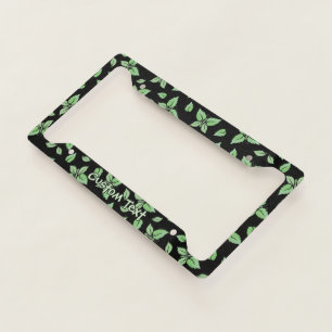 Mint Butterfly Pattern License Plate Frame