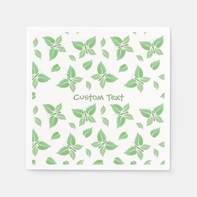 Mint Butterfly Pattern Napkins (Front)