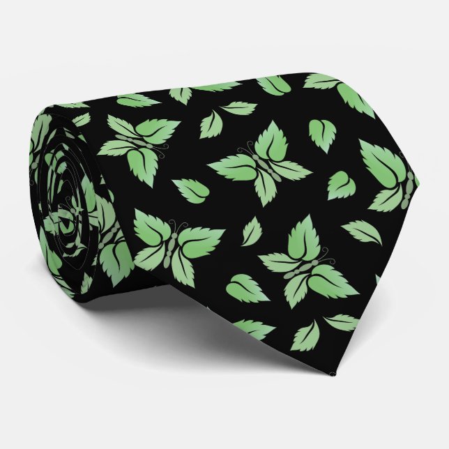 Mint Butterfly Pattern Neck Tie (Rolled)