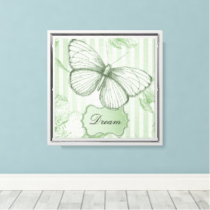 Mint Butterfly Stripes Dream Canvas Print
