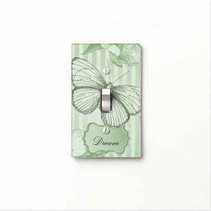 Mint Butterfly Stripes Dream Light Switch Cover