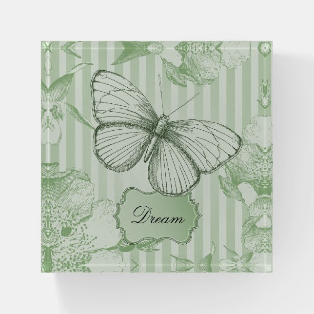 Mint Butterfly Stripes Dream Paperweight (Front)