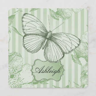 Mint Butterfly Sweet Sixteen Invitation