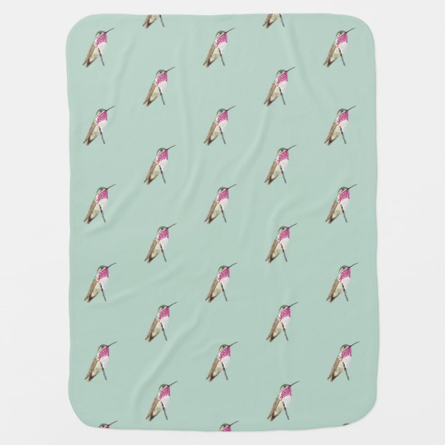 Mint Calliope Hummingbird Baby Blanket (Front)