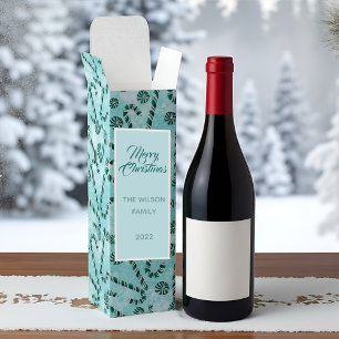 Mint Candy Cane Christmas Wine Box