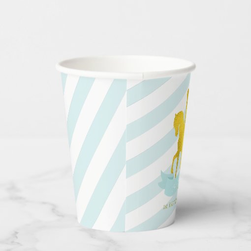 Mint Carousel Horse Birthday Party Paper Cup | Zazzle