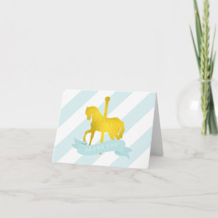 Mint Carousel Horse Birthday Thank You Card