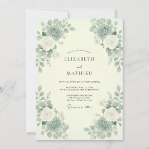 Mint Celadon Eucalyptus Wedding Invitation