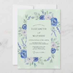 Mint Cerulean Peony Wedding Invitation