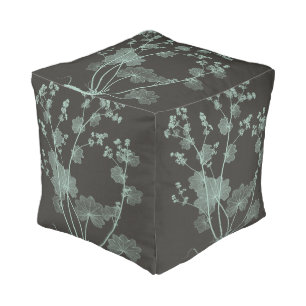 Mint & Charcoal Nature Study I Pouf