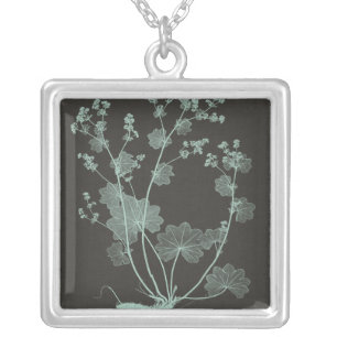 Mint & Charcoal Nature Study I Silver Plated Necklace