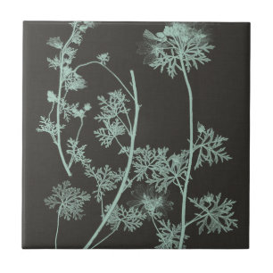 Mint & Charcoal Nature Study IV Ceramic Tile