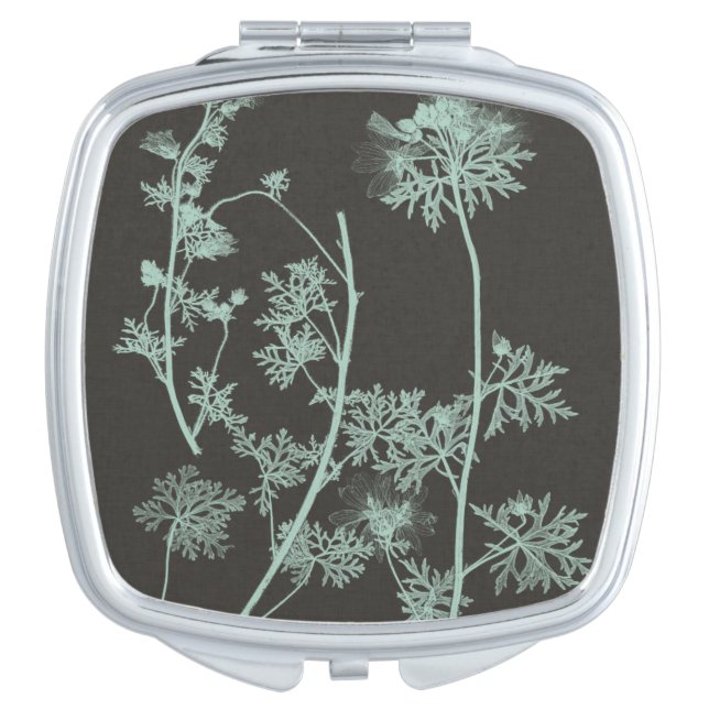 Mint & Charcoal Nature Study IV Compact Mirror (Front)