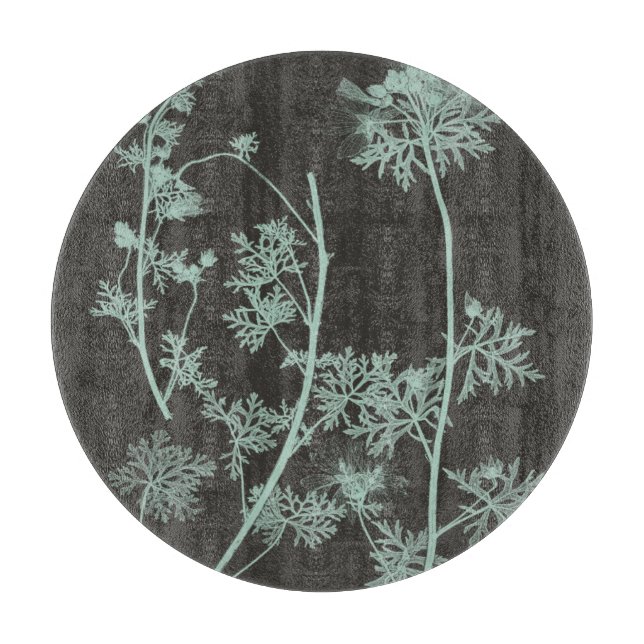 Mint & Charcoal Nature Study IV Cutting Board (Front)