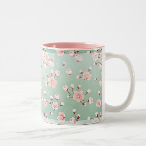 Mintcherry blossom spring flowerjapanesesakura Two_Tone coffee mug