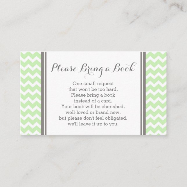Mint Chevron Baby Shower Book Request Card (Front)