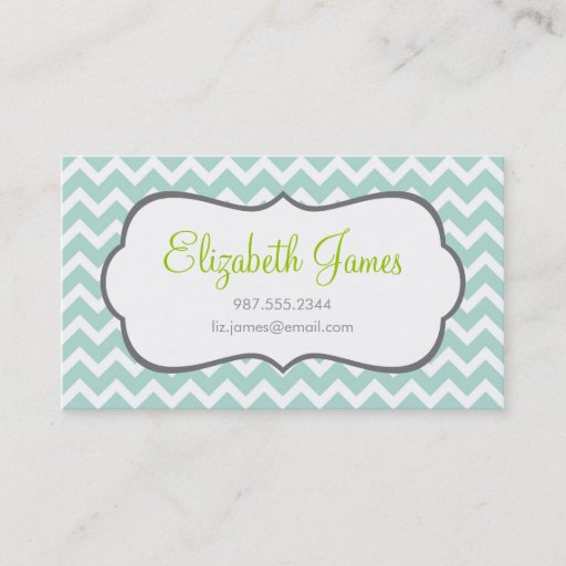 Customizable Mint Chevron Business Card Templates