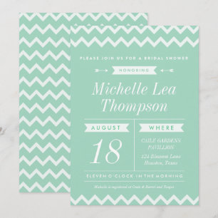 Mint Chevron Stylish Bridal Shower Invitations