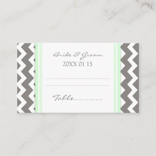 Mint Chevron Wedding Table Place Setting Cards